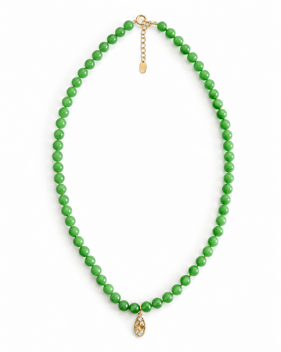 Green Quartz Pendant Necklace (Citrine Portrait) - Inari Jewellery