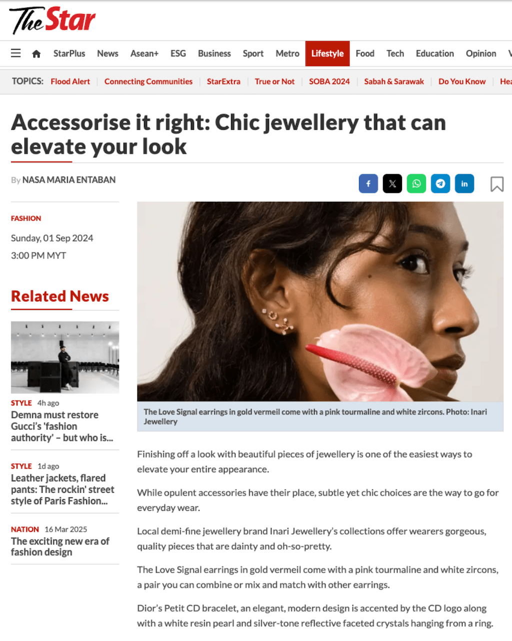 The Star Newspaper - Accessorise it right - Inari Jewellery