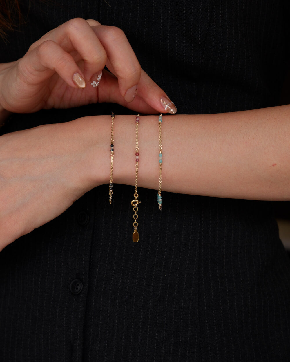 Amazonite and Moonstone Minimalist Gemstone Bracelet