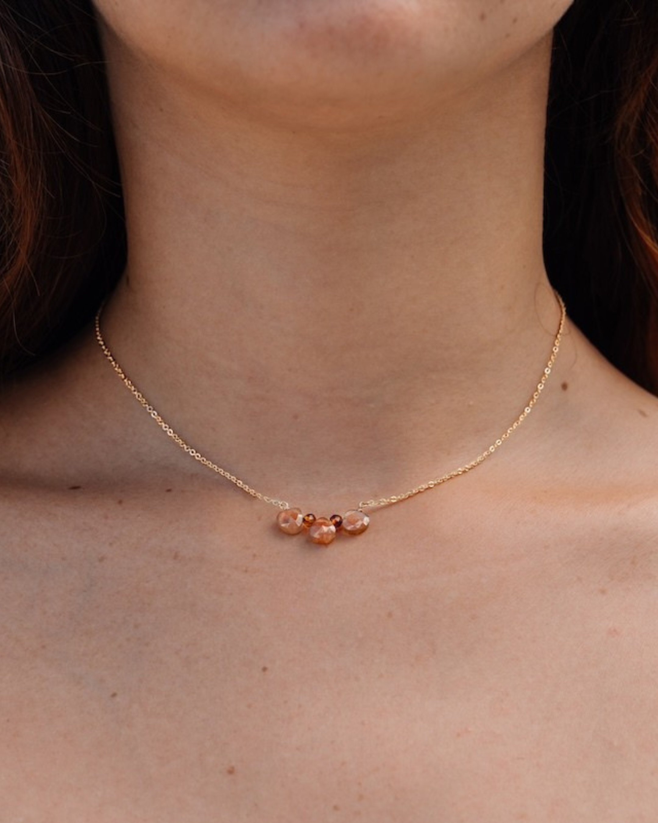 Minimalist brown gold gemstone jewellery