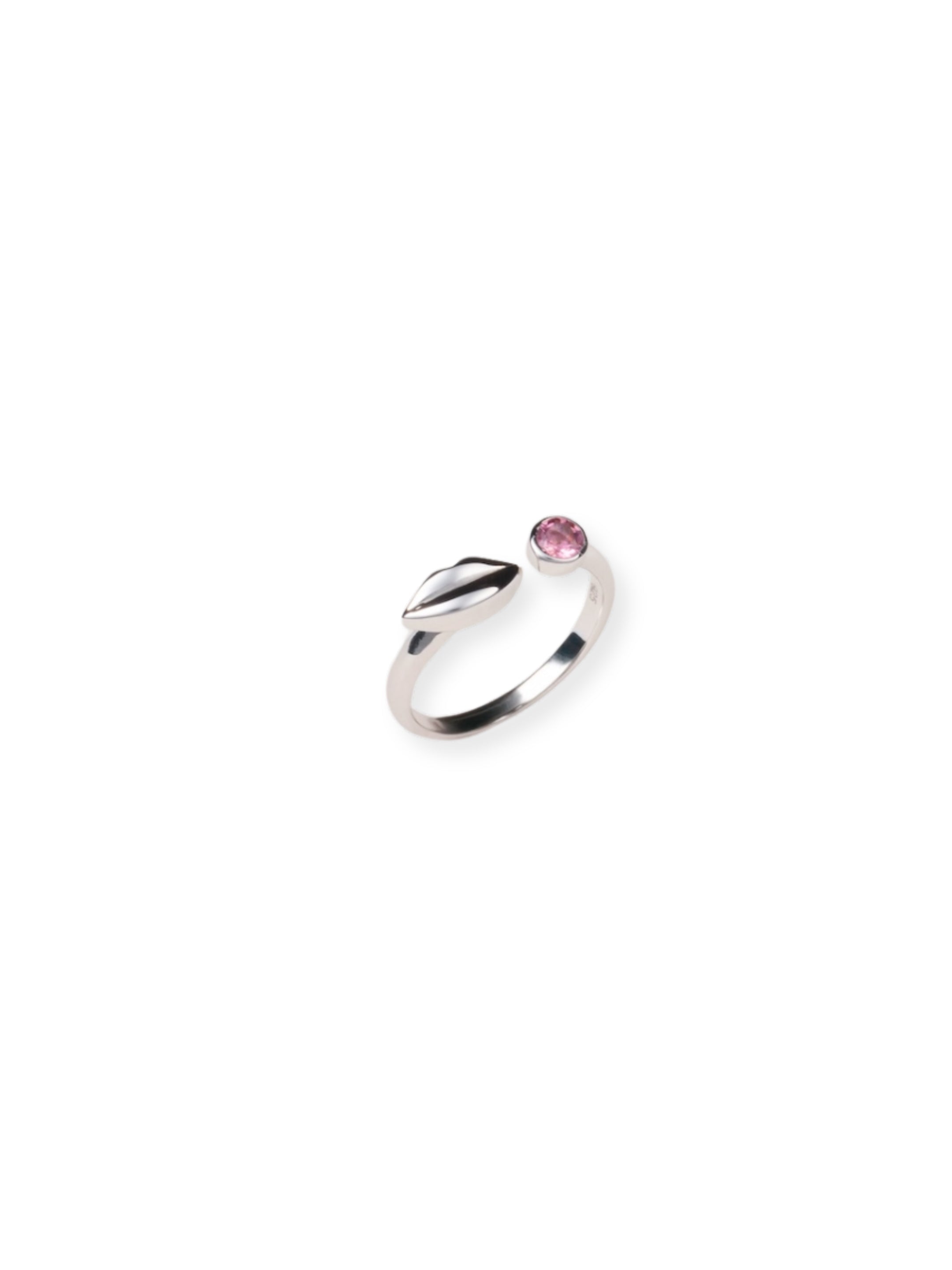 Toi Et Moi inspired fun ring in sterling silver and pink tourmaline