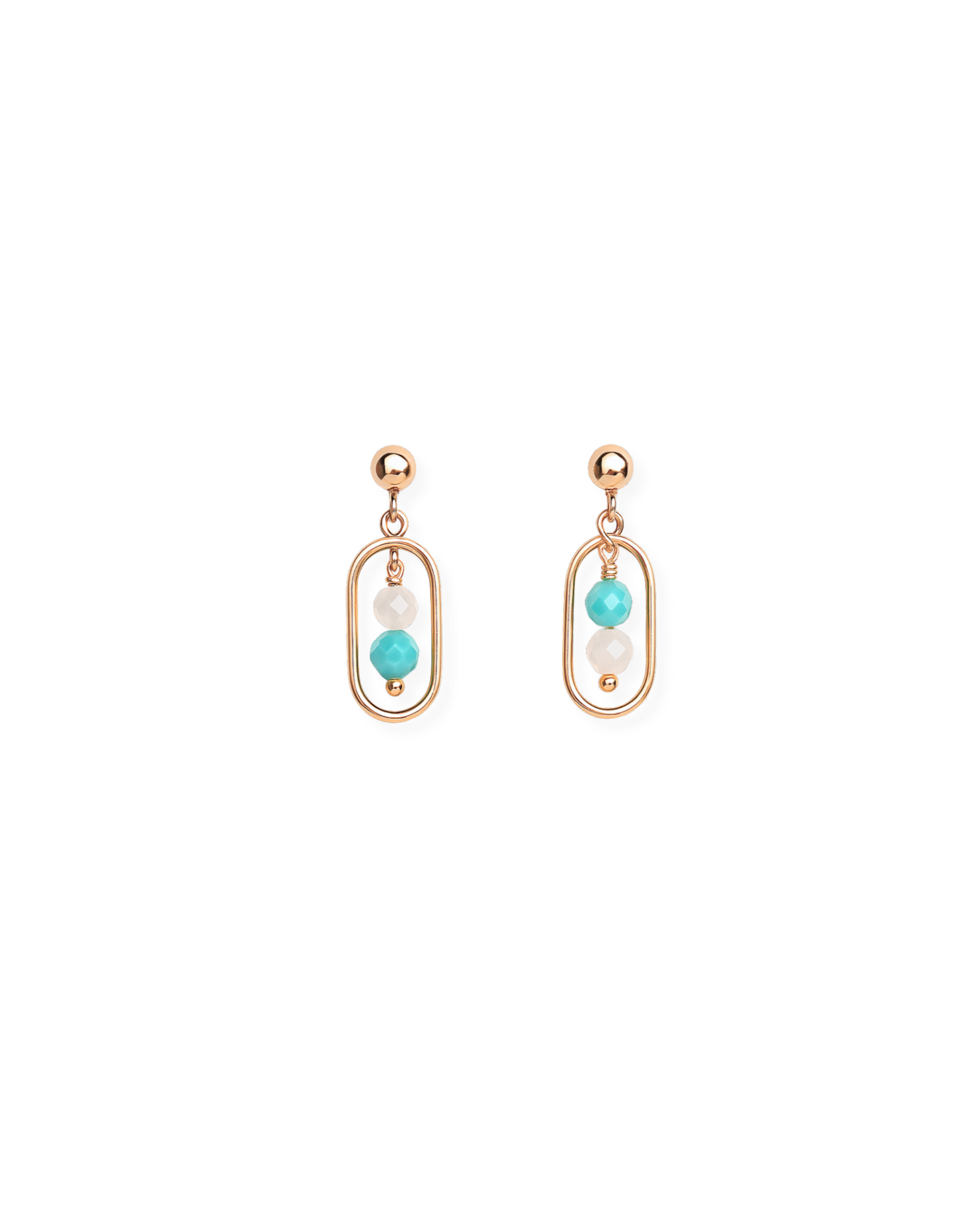 Gemstone drop earrings with amazonite and moonstone
