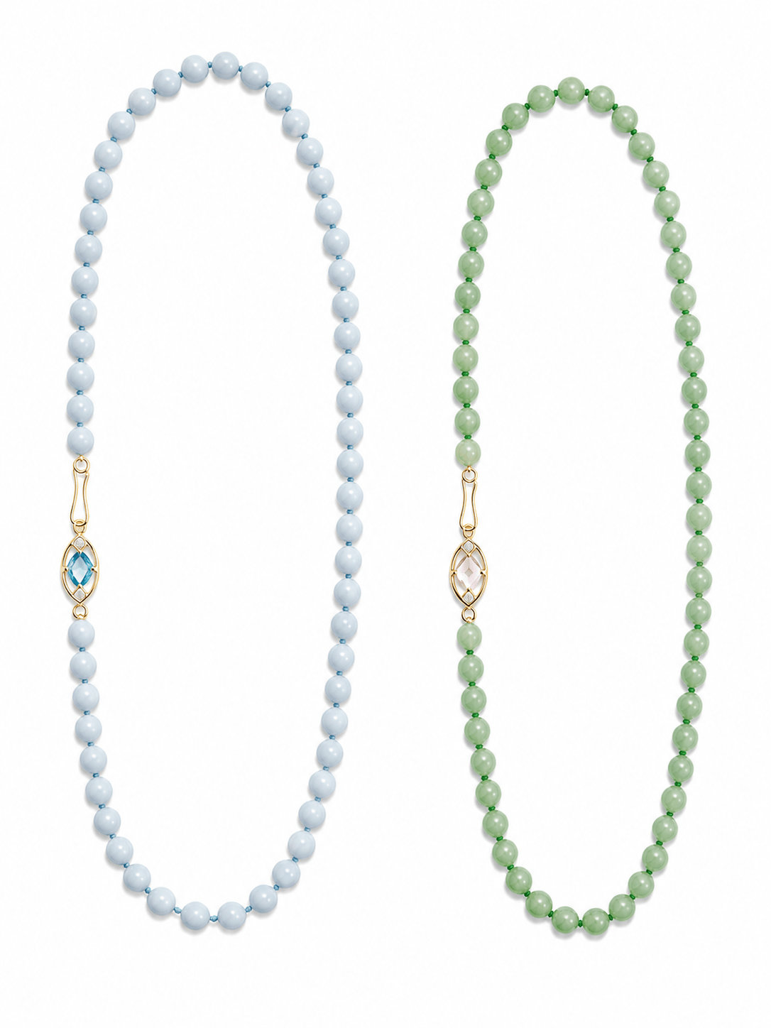 Angelite Side - Clasp Necklace (Blue Topaz Portrait) - Inari Jewellery