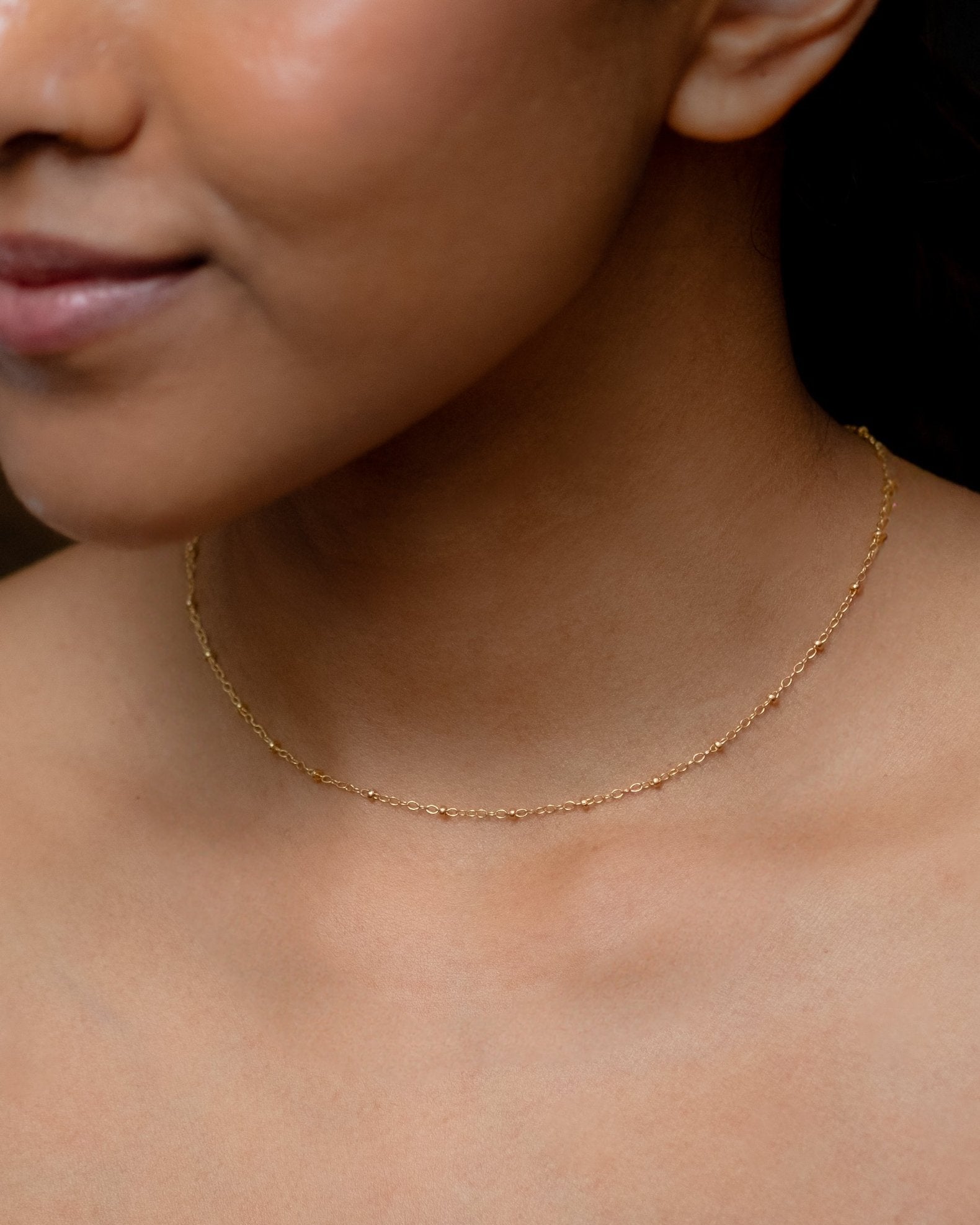 Beaded Gold - Filled Minimalist Chain Necklace - Inari Jewellery