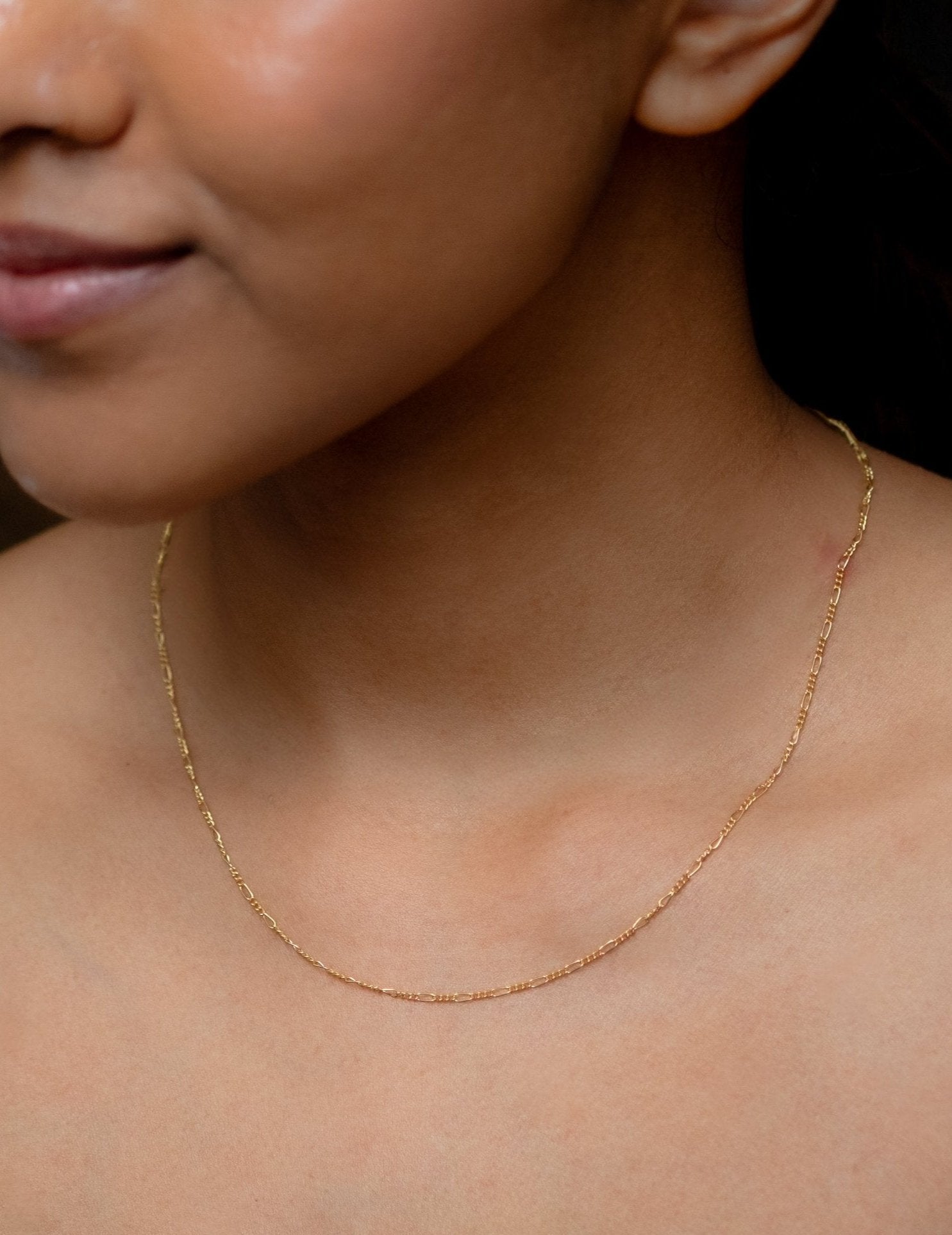 Minimalist Gold Figaro Chain Necklace - Inari Jewellery