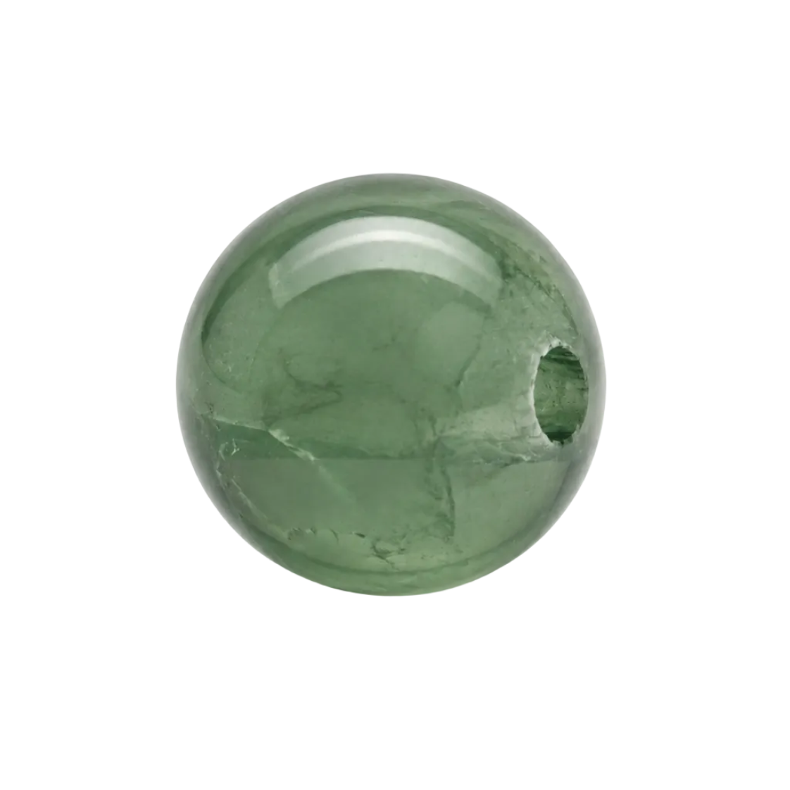 Green bead on a white background