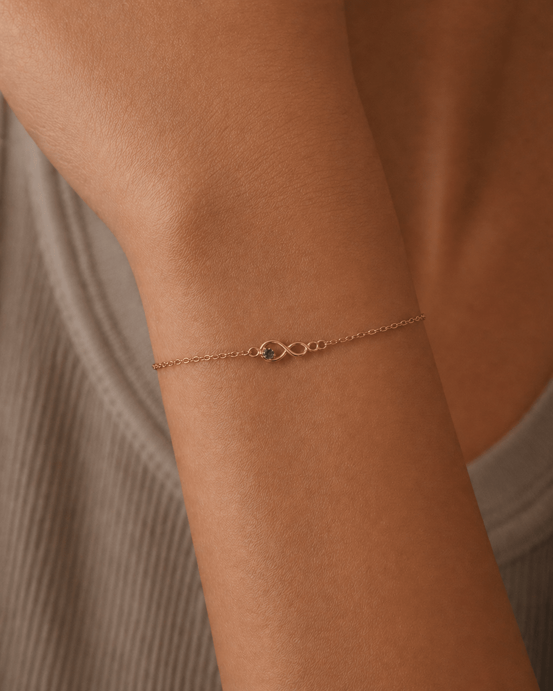 Infinity Bracelet Charm (Green Tourmaline) - Inari Jewellery