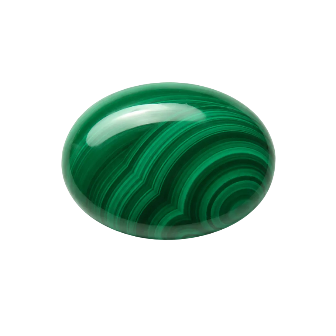 Green malachite stone on a white background