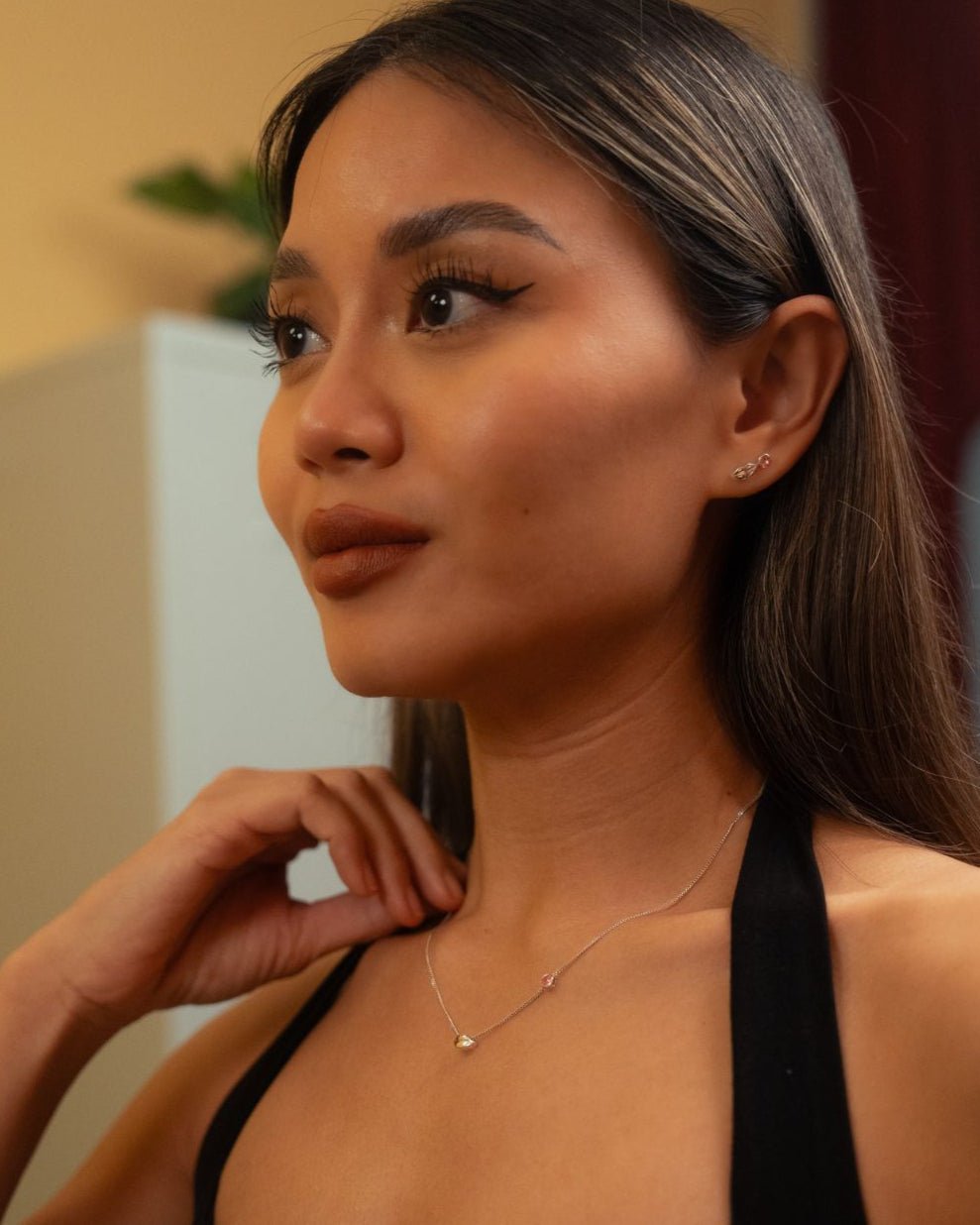 Pink Tourmaline Amour Necklace in Sterling SIlver - Inari Jewellery