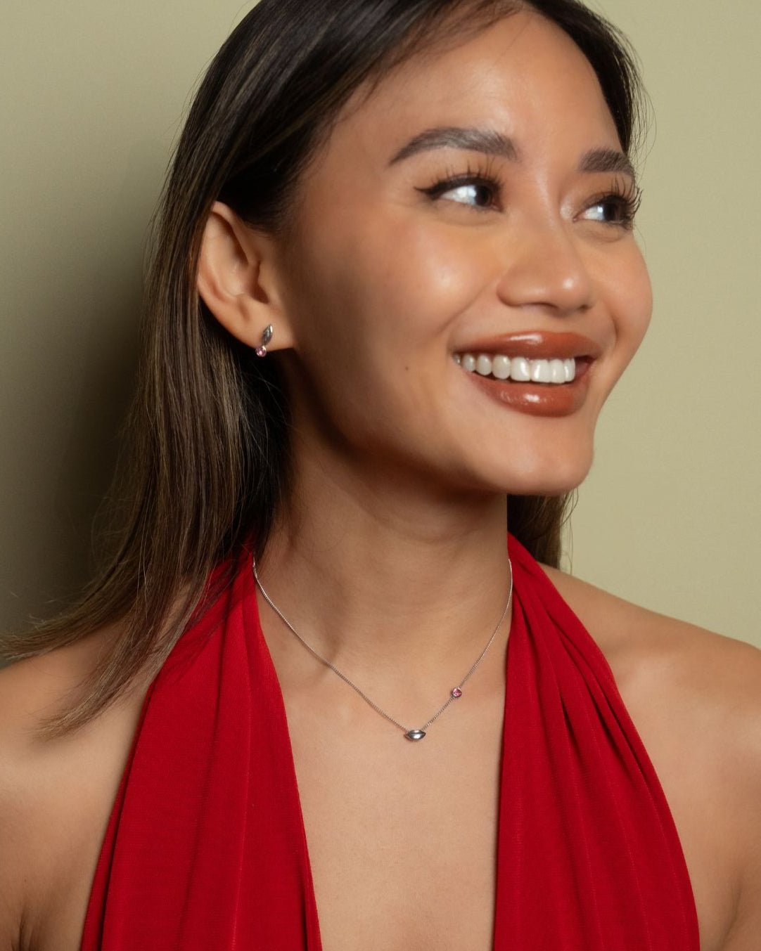 Pink Tourmaline Amour Necklace in Sterling SIlver - Inari Jewellery