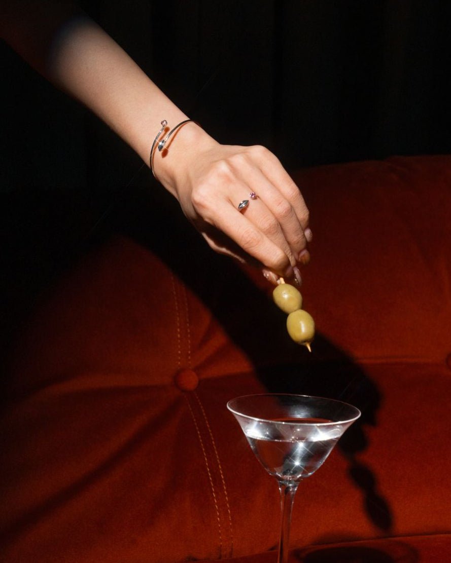 Pink Tourmaline Pout Bangle in Sterling Silver - Inari Jewellery