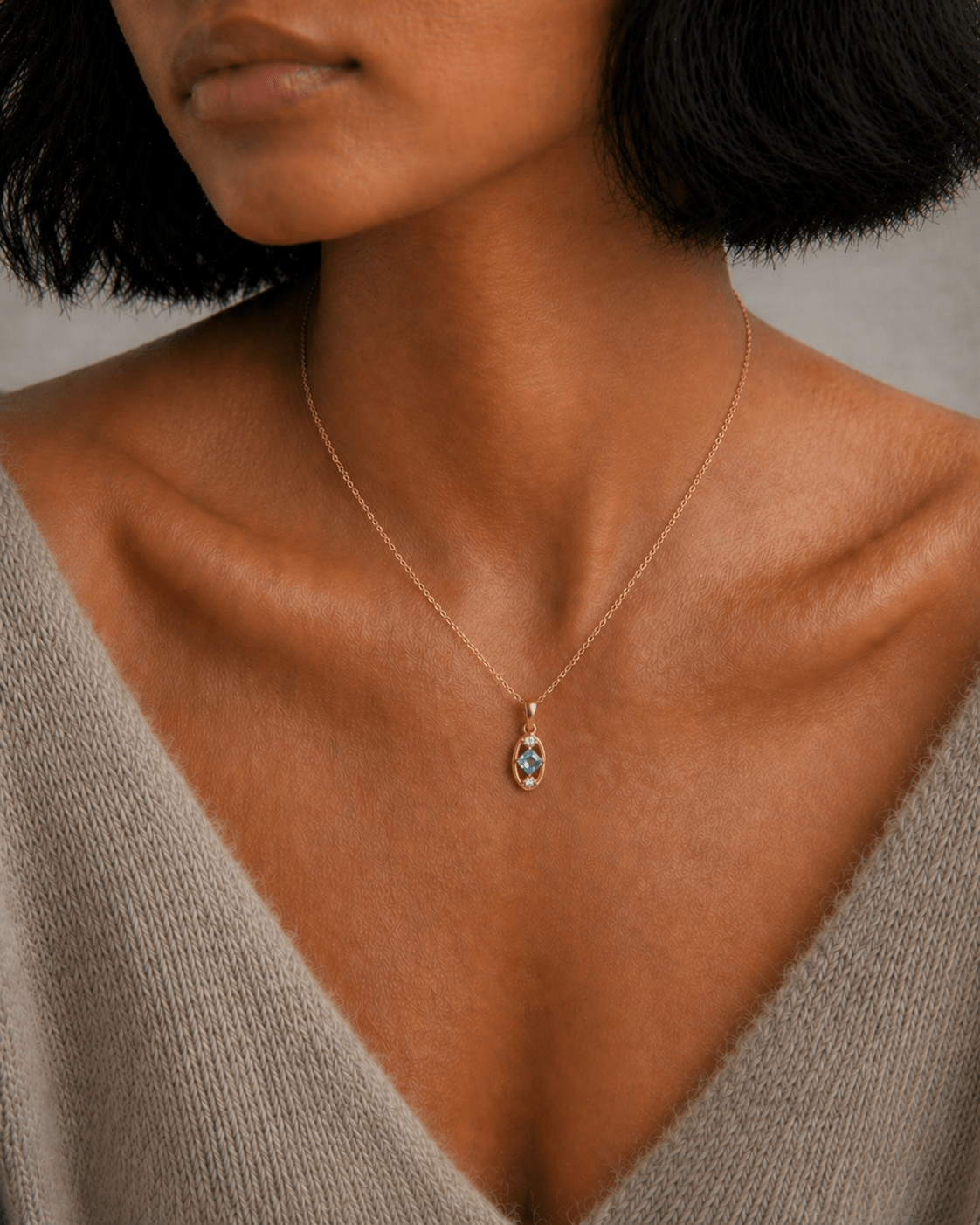 Portrait Pendant (Blue Topaz) - Inari Jewellery