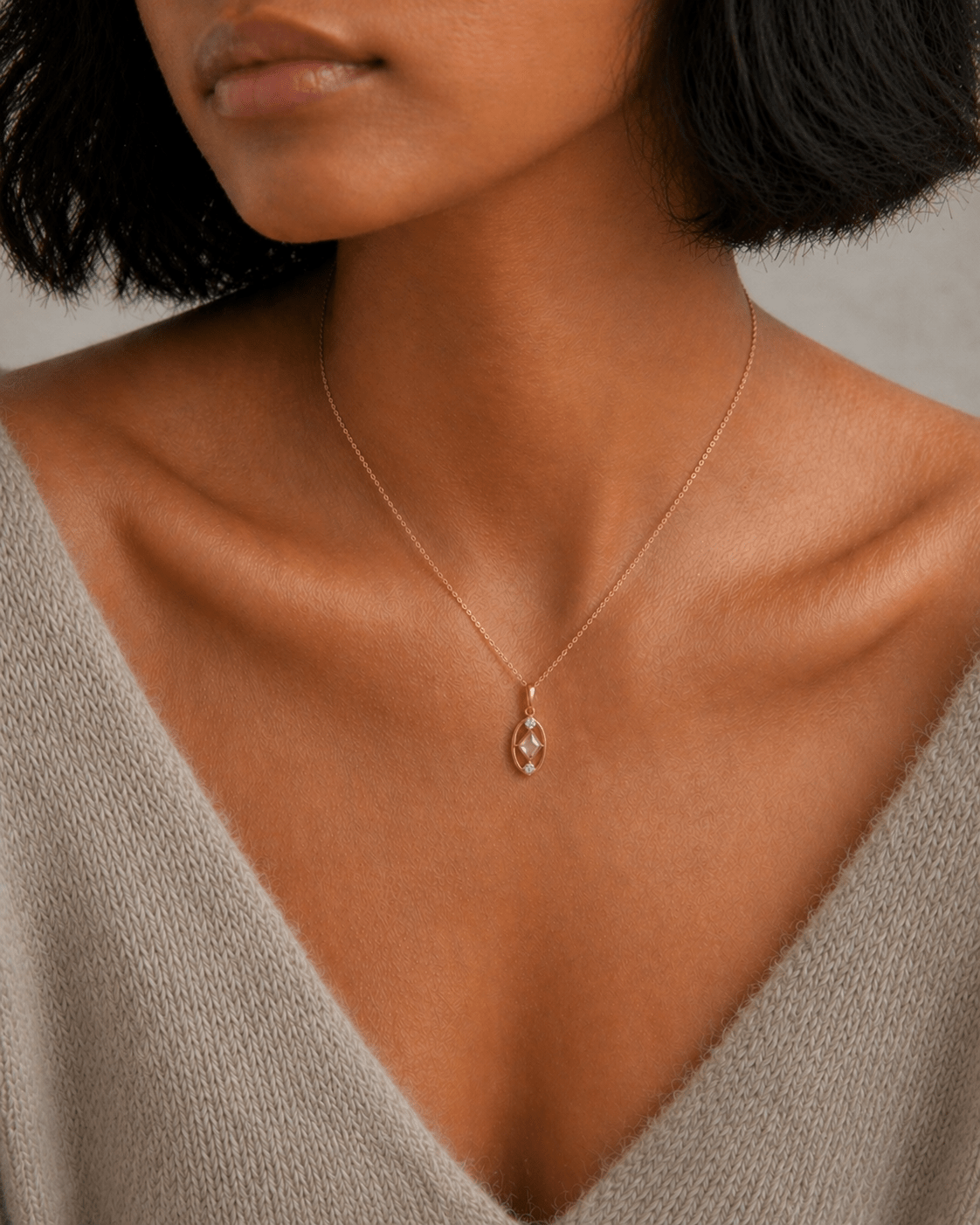 Portrait Pendant (Rose Quartz) - Inari Jewellery
