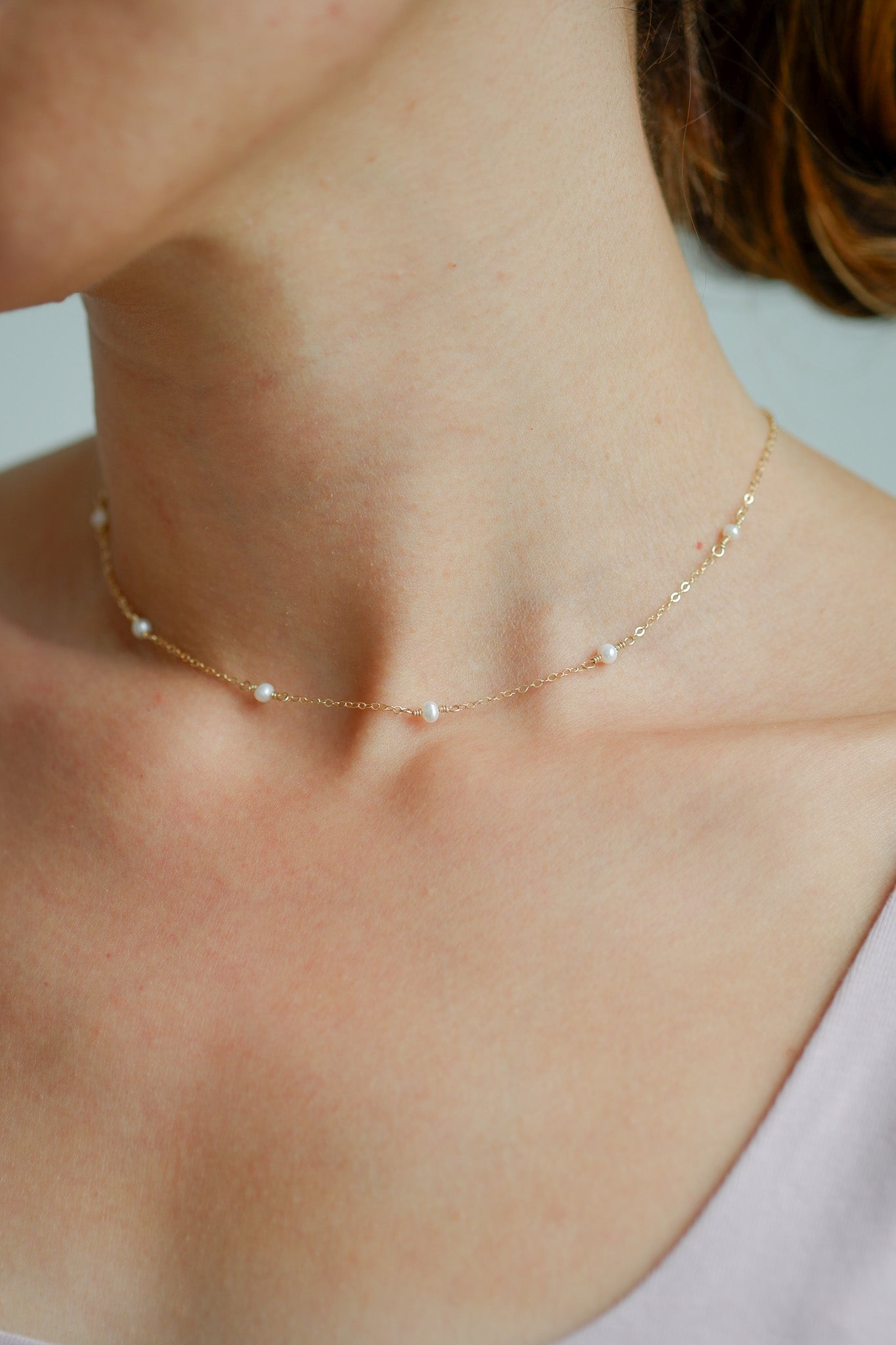 Minimalist pearl necklace with 14k gold filled, tarnish resistant and made to last 